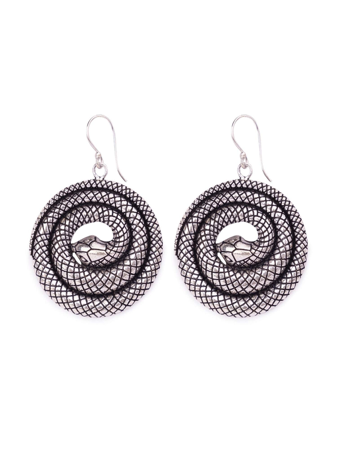 Party Wear Drops & Danglers Earrings - Snake Charmer Silver-Plated Brass Earrings By Studio One Love