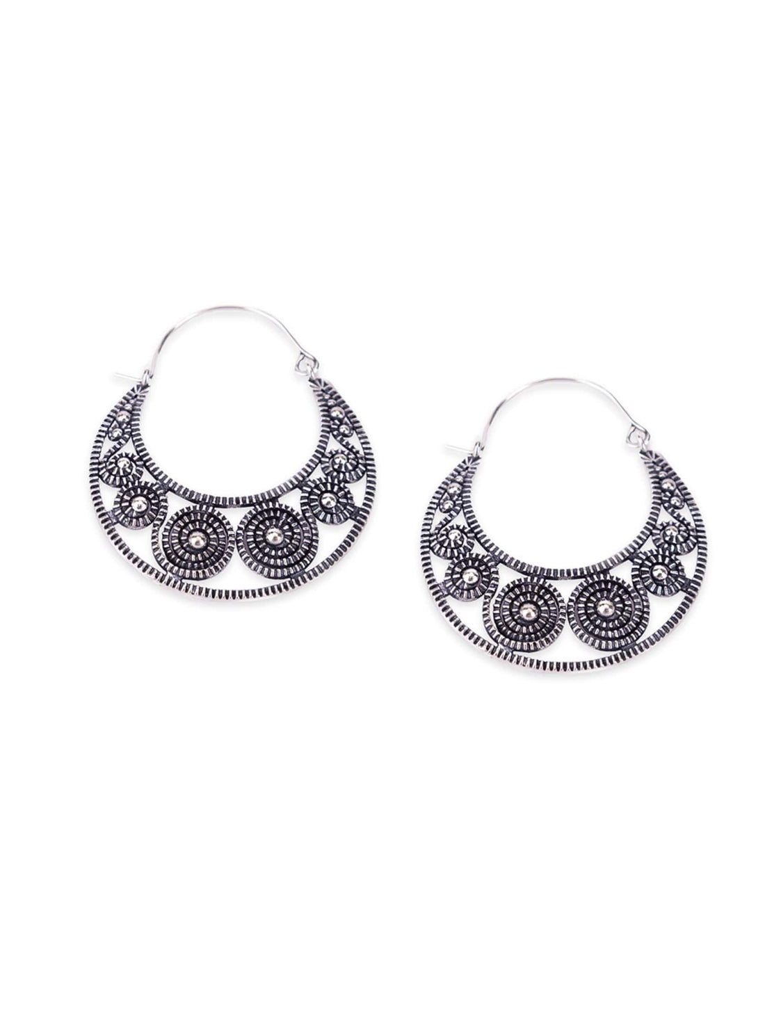 Festive Wear Hoops Earrings - Western Silver-Plated Brass Earrings By Studio One Love