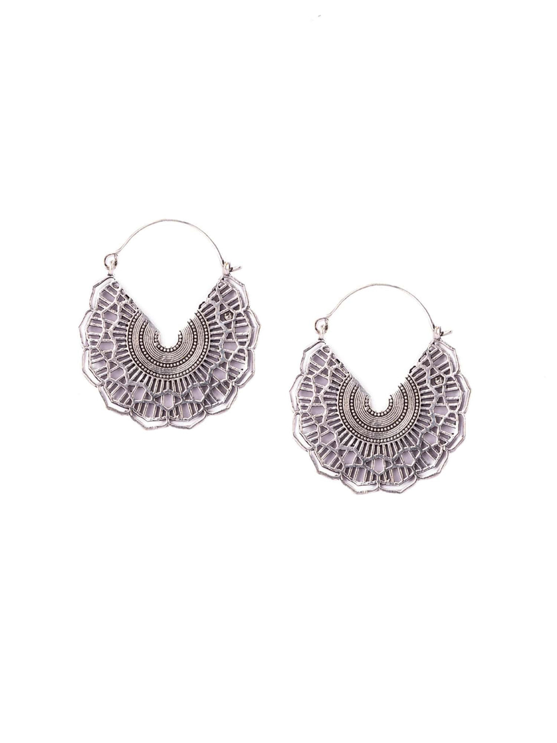 Work Wear Hoops Earrings - Western Silver-Plated Brass Earrings By Studio One Love