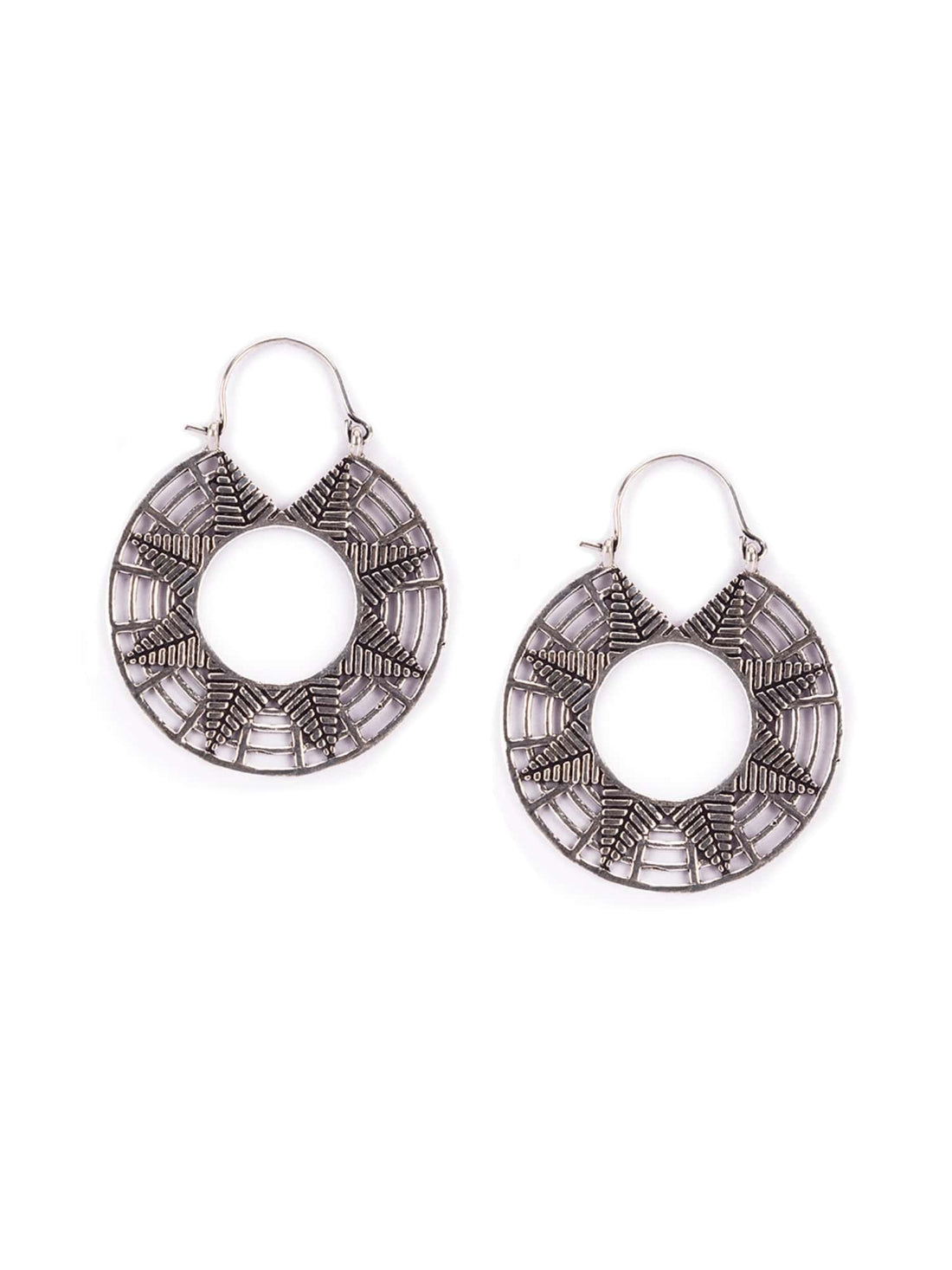 Daily Wear Hoops Earrings - Geometric Harmony Silver-Plated Brass Earrings By Studio One Love