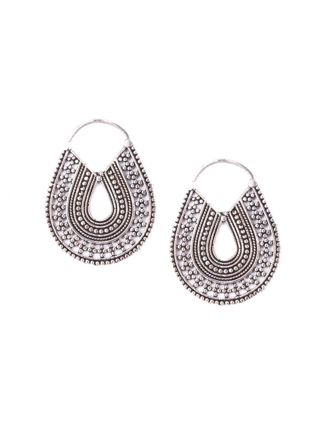 Daily Wear Hoops Earrings - Western Silver-Plated Brass Earrings By Studio One Love