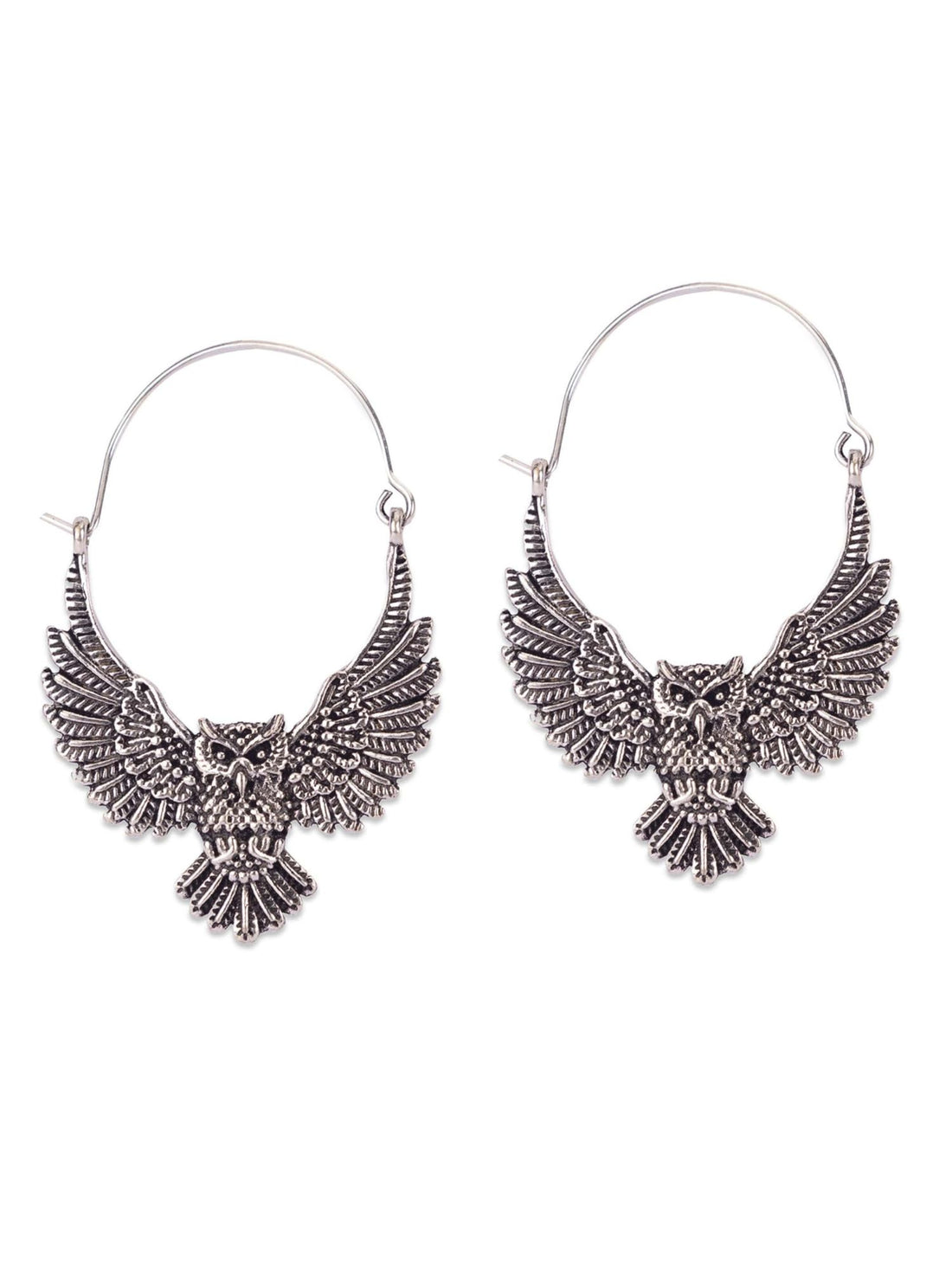 Party Wear Hoops Earrings - Mystic Owls Gold and Silver-Plated Brass Earrings By Studio One Love