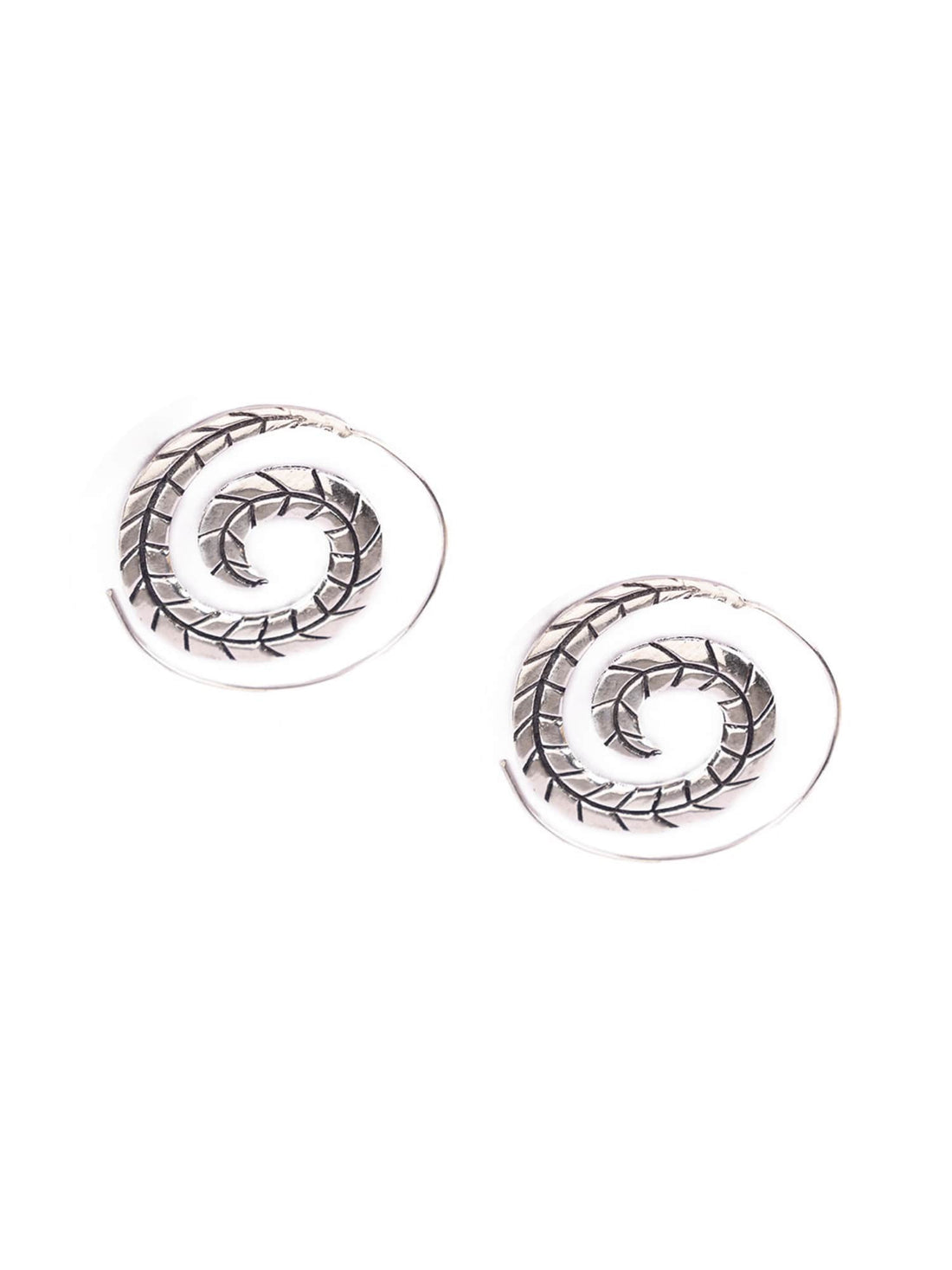 Work Wear Hoops Earrings - Western Silver-Plated Brass Earrings By Studio One Love