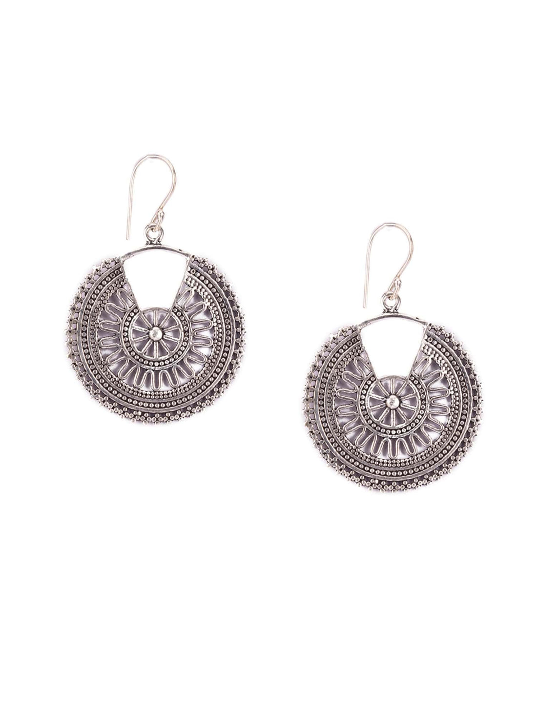 Party Wear Drops & Danglers Earrings - Ethnic Extravaganza Silver-Plated Brass Earrings By Studio One Love