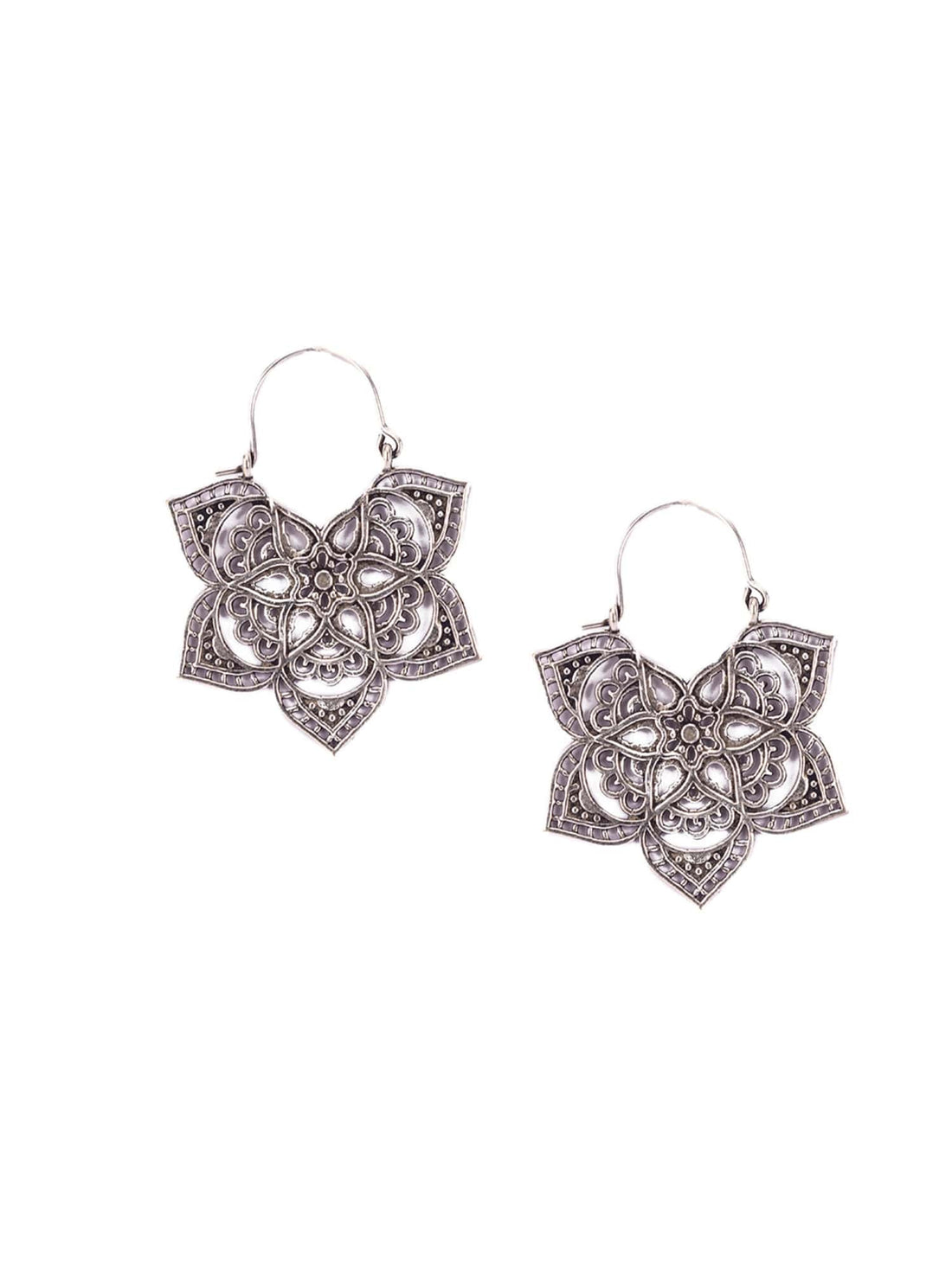 Daily Wear Hoops Earrings - Heritage Hues Silver-Plated Brass Earrings By Studio One Love