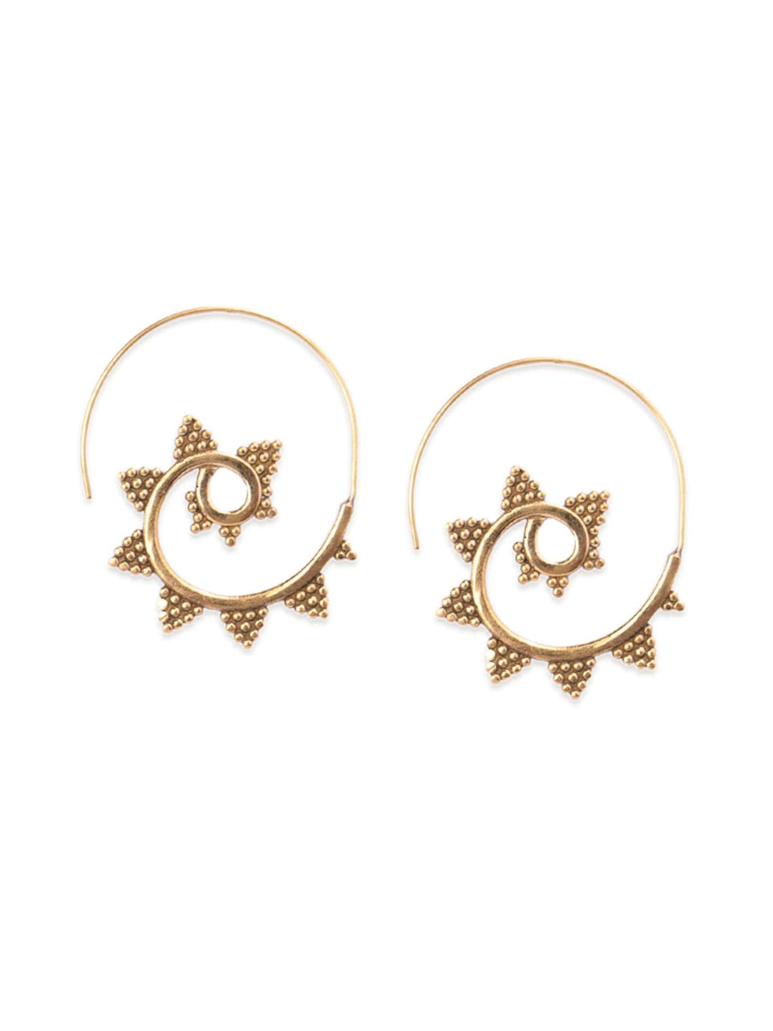 Work Wear Hoops Earrings - Western Gold-Plated Brass Earrings By Studio One Love