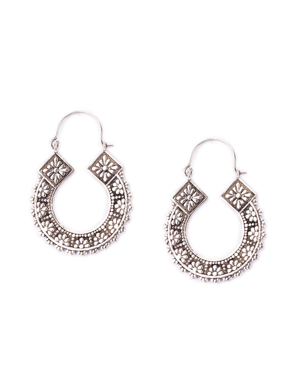 Daily Wear Hoops Earrings - Bohemian Treasures Silver-Plated Brass Earrings By Studio One Love