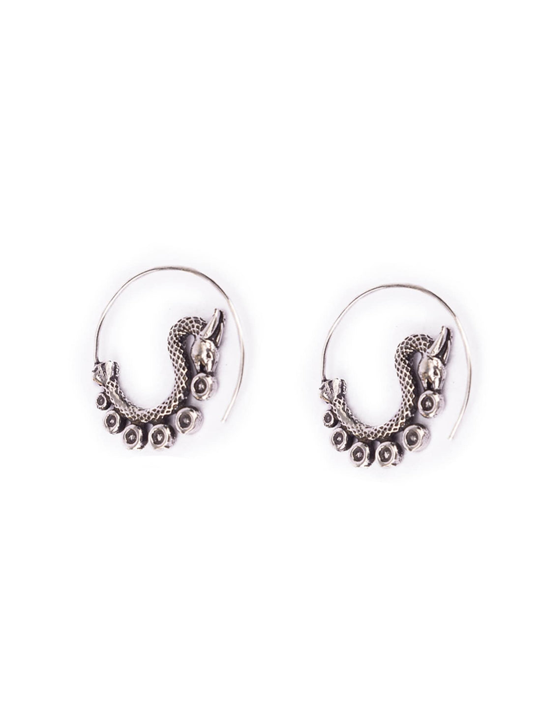 Daily Wear Hoops Earrings - Mystic Dragon Silver-Plated Brass Earrings By Studio One Love