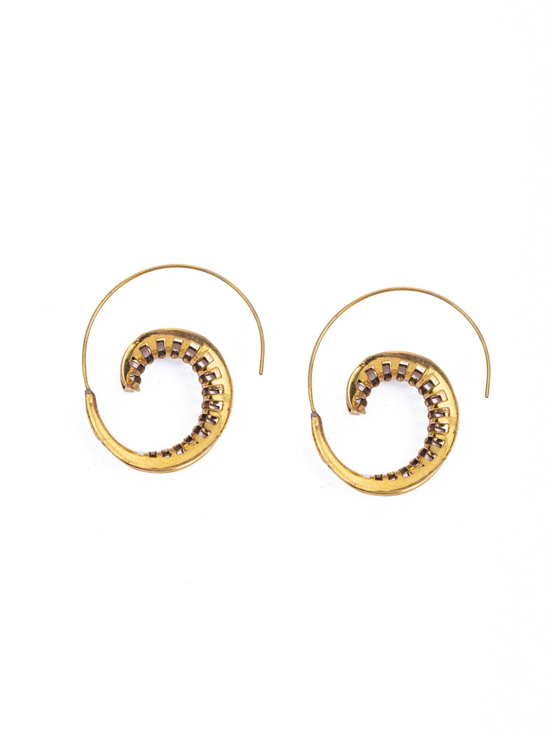 Work Wear Hoops Earrings - Circular Wheel Gold and Silver-Plated Brass Earrings By Studio One Love