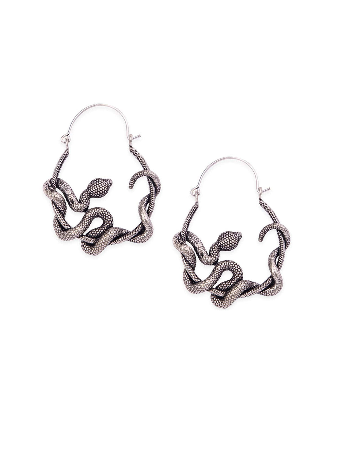 Party Wear Hoops Earrings - Elegant Serpents Gold and Silver-Plated Brass Earrings By Studio One Love