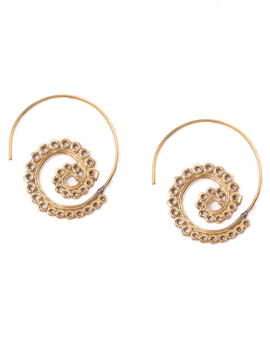 Work Wear Hoops Earrings - Western Gold-Plated Brass Earrings By Studio One Love