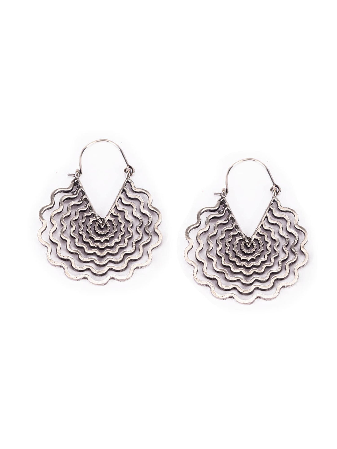 Daily Wear Hoops Earrings - Cascading Circles Silver-Plated Brass Earrings By Studio One Love