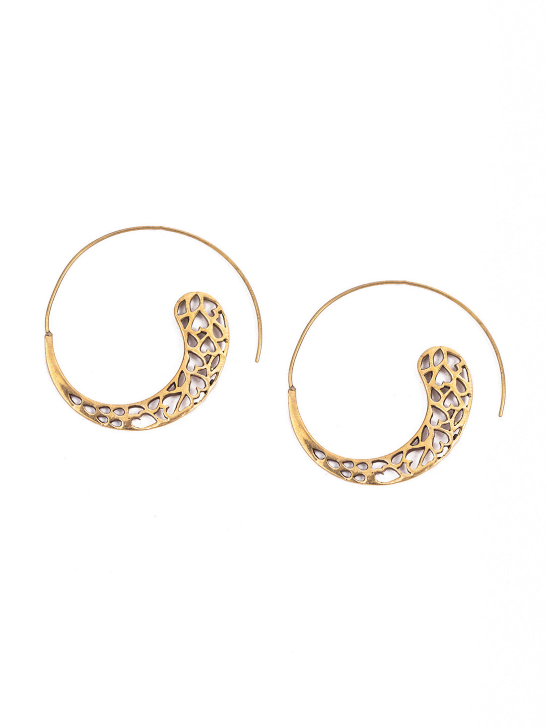 Work Wear Hoops Earrings - Western Gold and Silver-Plated Brass Earrings By Studio One Love