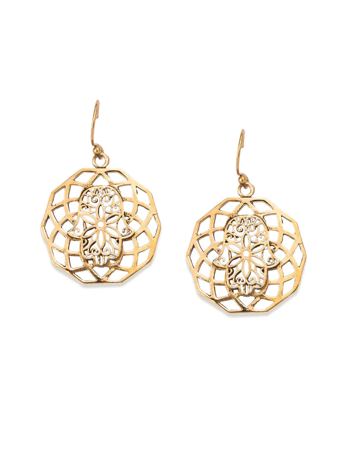 Daily Wear Drops & Danglers Earrings - Geometric Delights Gold-Plated Brass Earrings By Studio One Love