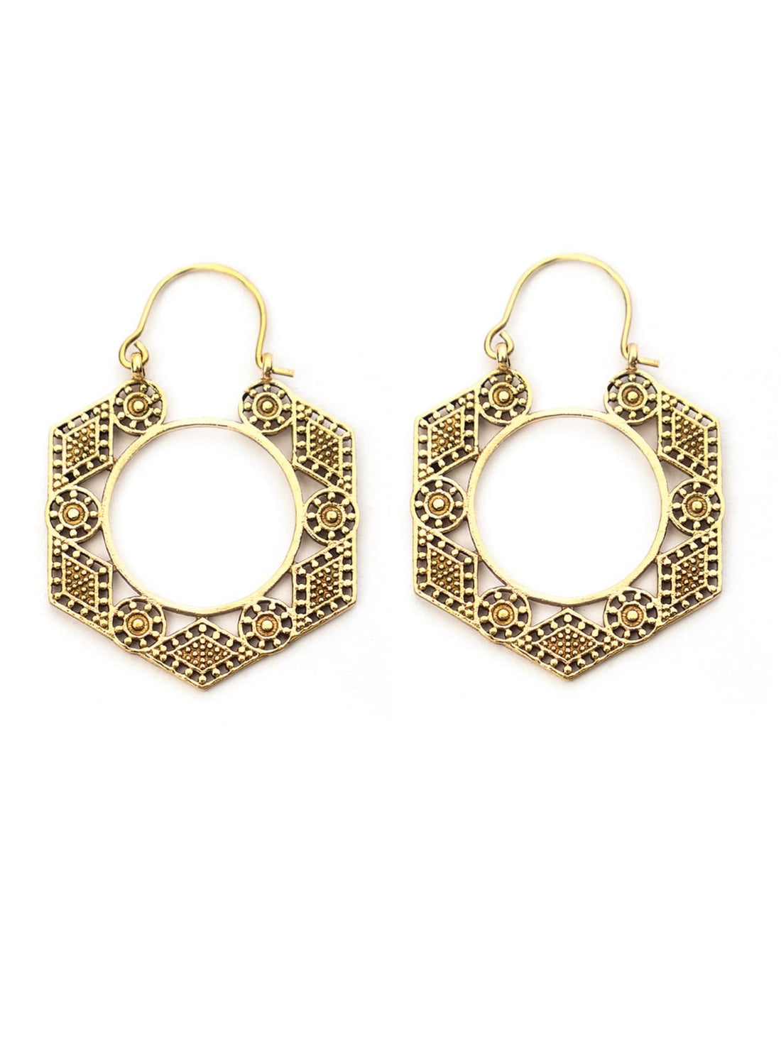 Daily Wear Hoops Earrings - Ethnic Opulence Gold and Silver-Plated Brass Earrings By Studio One Love