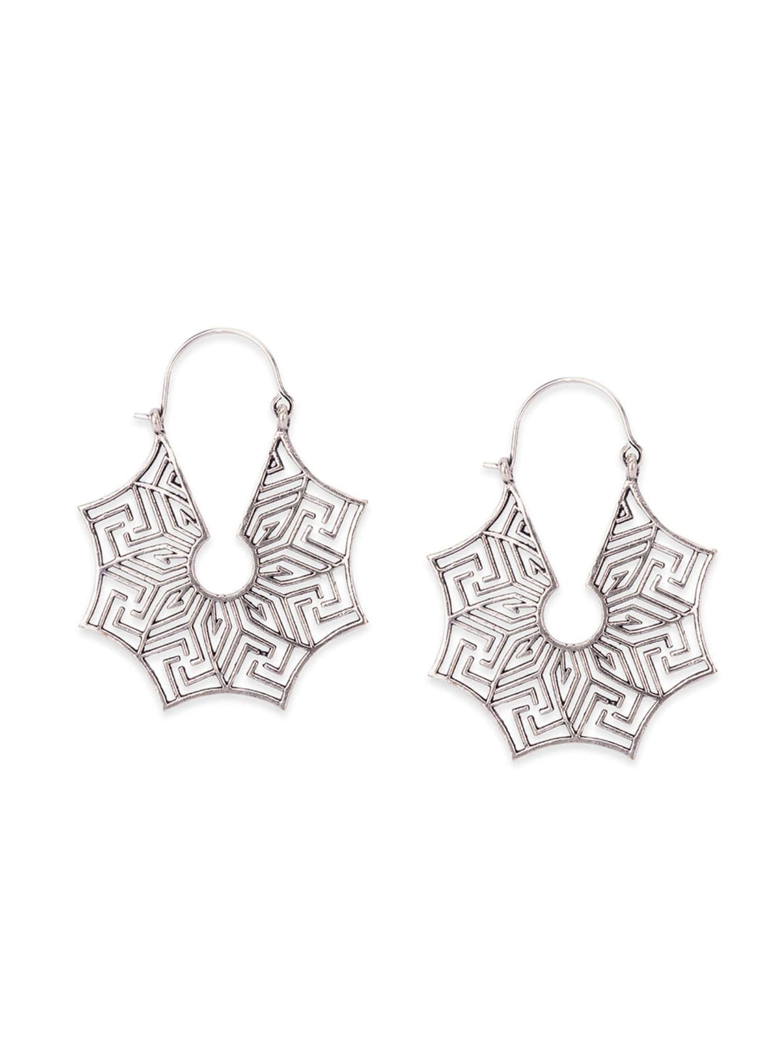 Work Wear Hoops Earrings - Western Silver-Plated Brass Earrings By Studio One Love