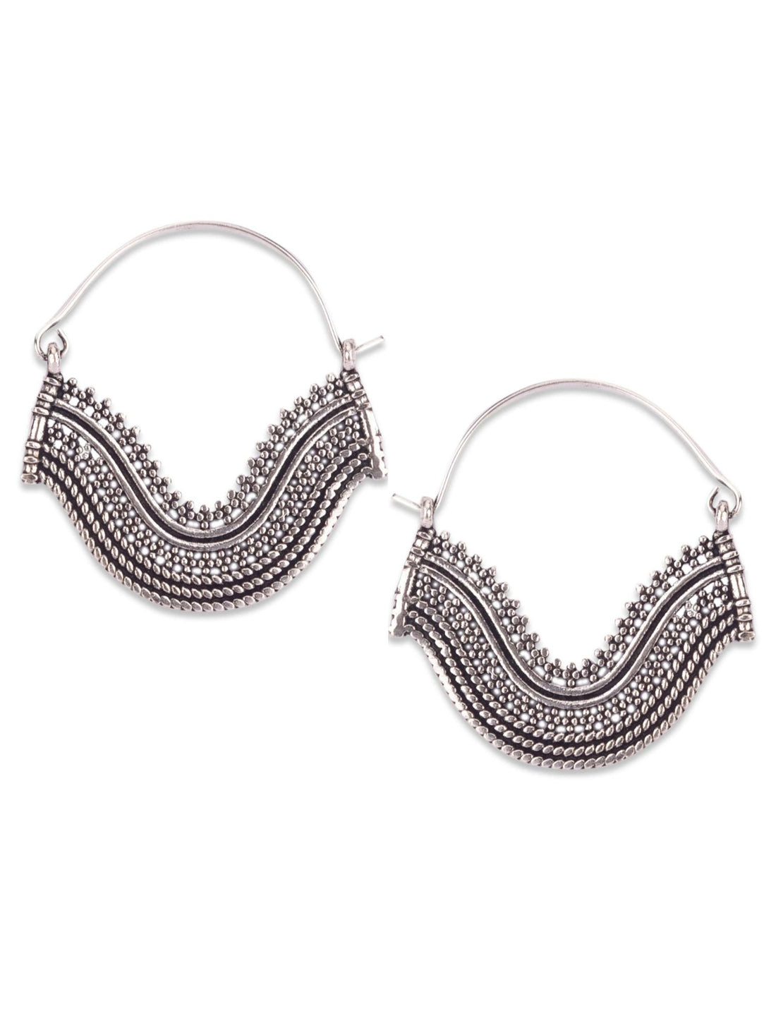 Daily Wear Hoops Earrings - Ethnic Fusion Gold and Silver-Plated Brass Earrings By Studio One Love