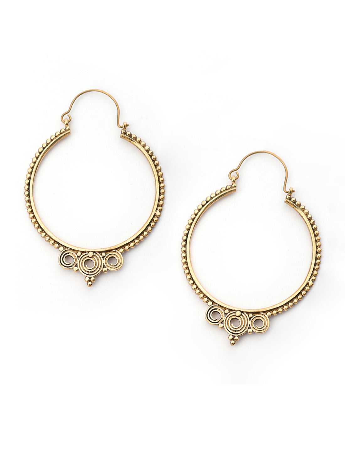 Daily Wear Hoops Earrings - Traditional Gold-Plated Brass Earrings By Studio One Love
