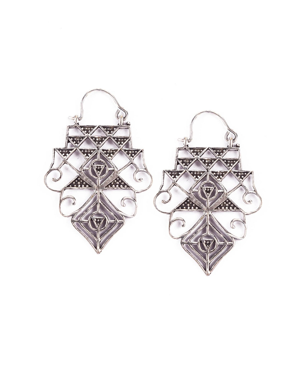 Festive Wear Hoops Earrings - Tribal Temptations Silver-Plated Brass Earrings By Studio One Love