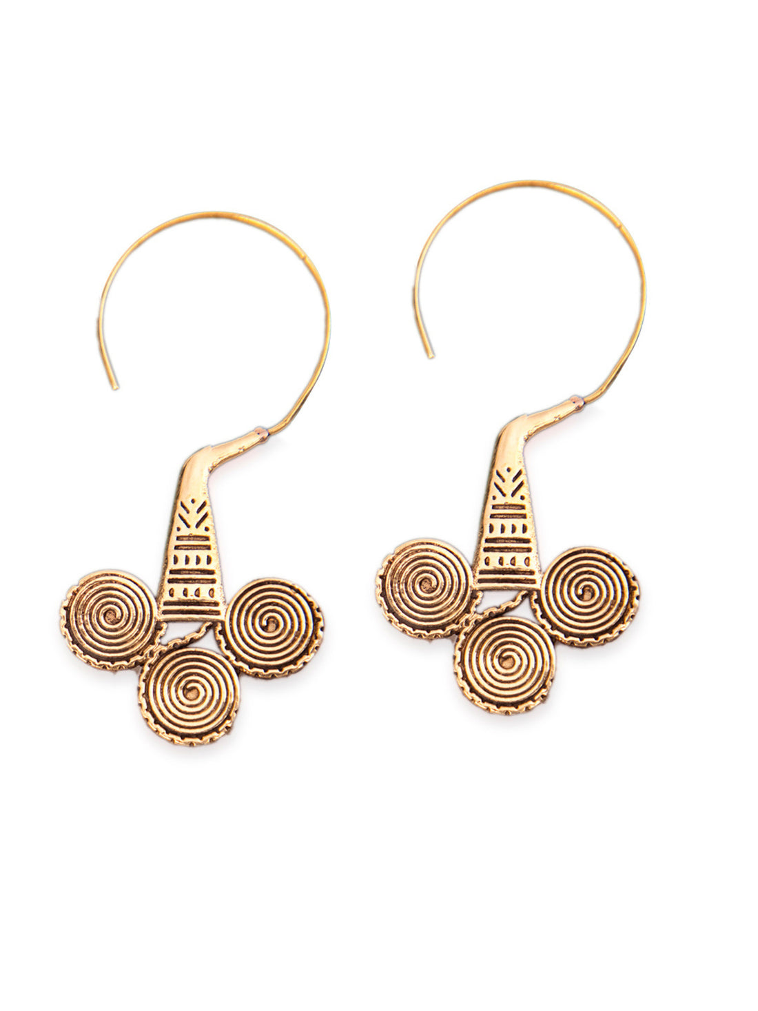 Party Wear Drops & Danglers Earrings - Western Gold-Plated Brass Earrings By Studio One Love