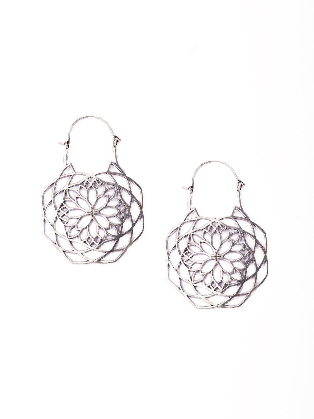 Festive Wear Hoops Earrings - Western Silver-Plated Brass Earrings By Studio One Love