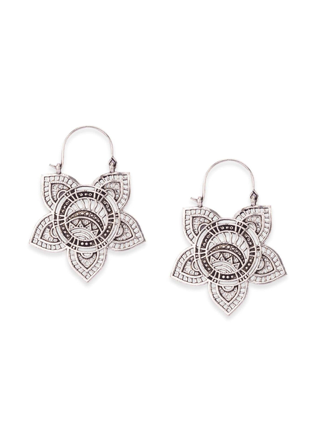 Daily Wear Hoops Earrings - Garden Elegance Silver-Plated Brass Earrings By Studio One Love