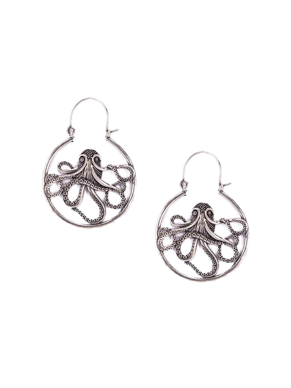 Party Wear Hoops Earrings - Western Silver-Plated Brass Earrings By Studio One Love