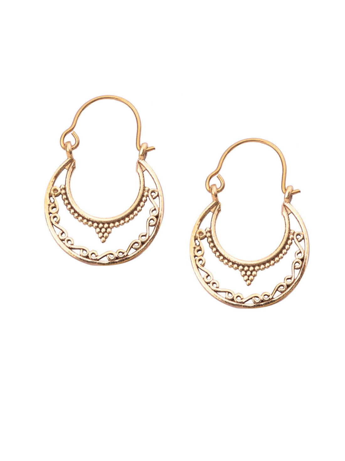 Daily Wear Hoops Earrings - Traditional Gold-Plated Brass Earrings By Studio One Love