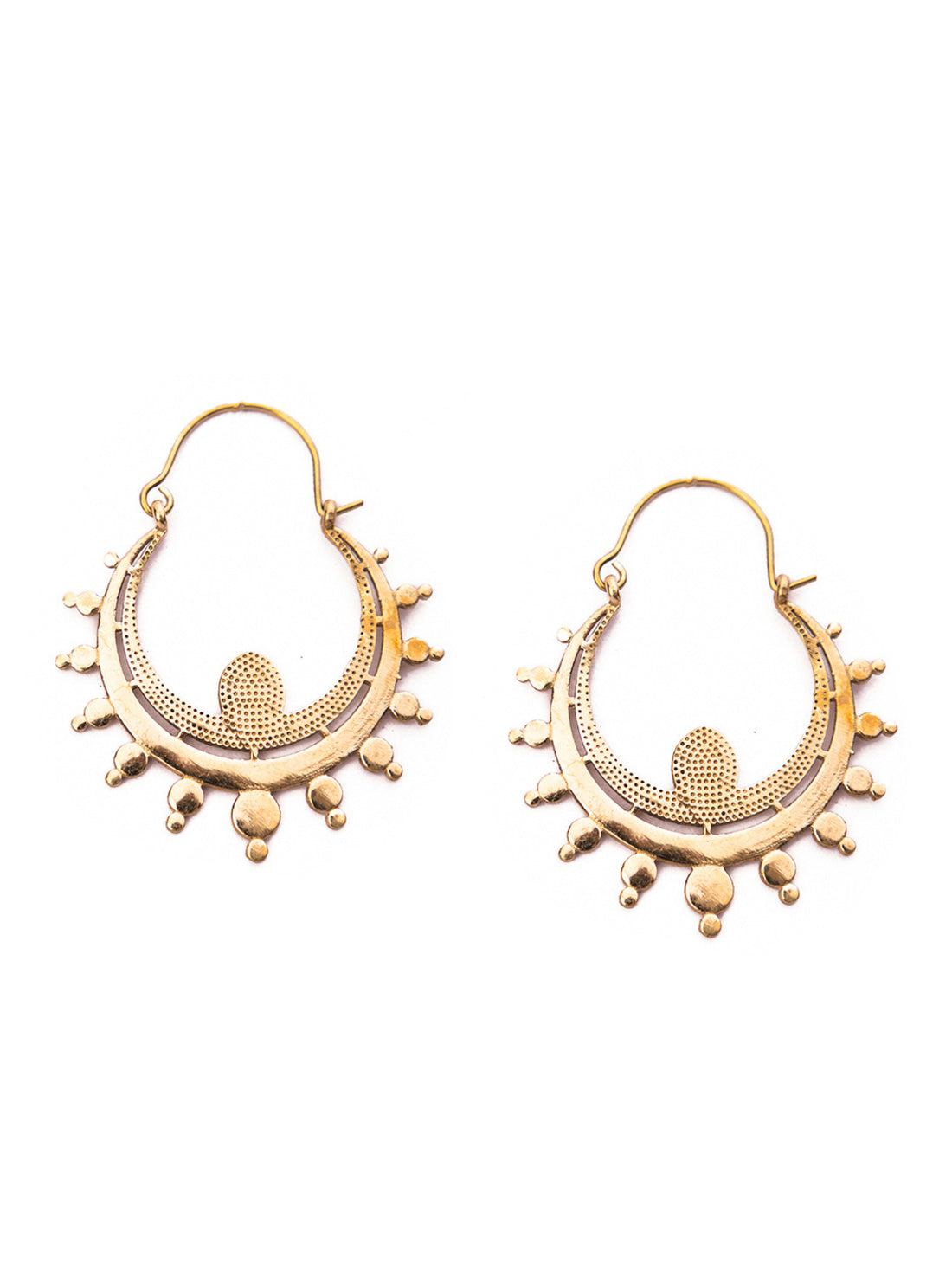 Work Wear Hoops Earrings - Western Gold-Plated Brass Earrings By Studio One Love