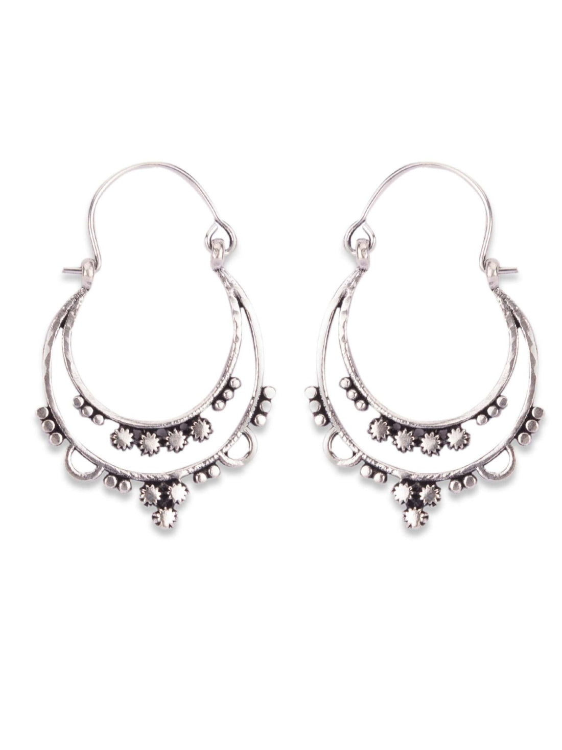 Daily Wear Hoops Earrings - Western Silver-Plated Brass Earrings By Studio One Love