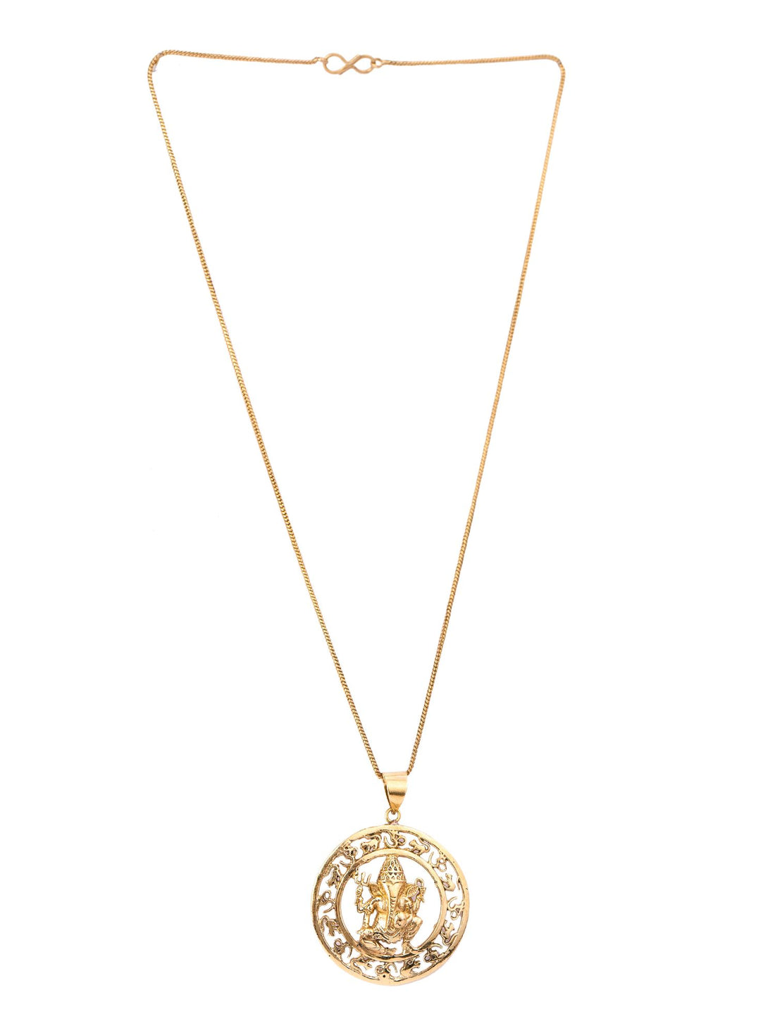 Women Brass-Plated Lord Ganesha Circular Pendant with Chain By Studio One Love