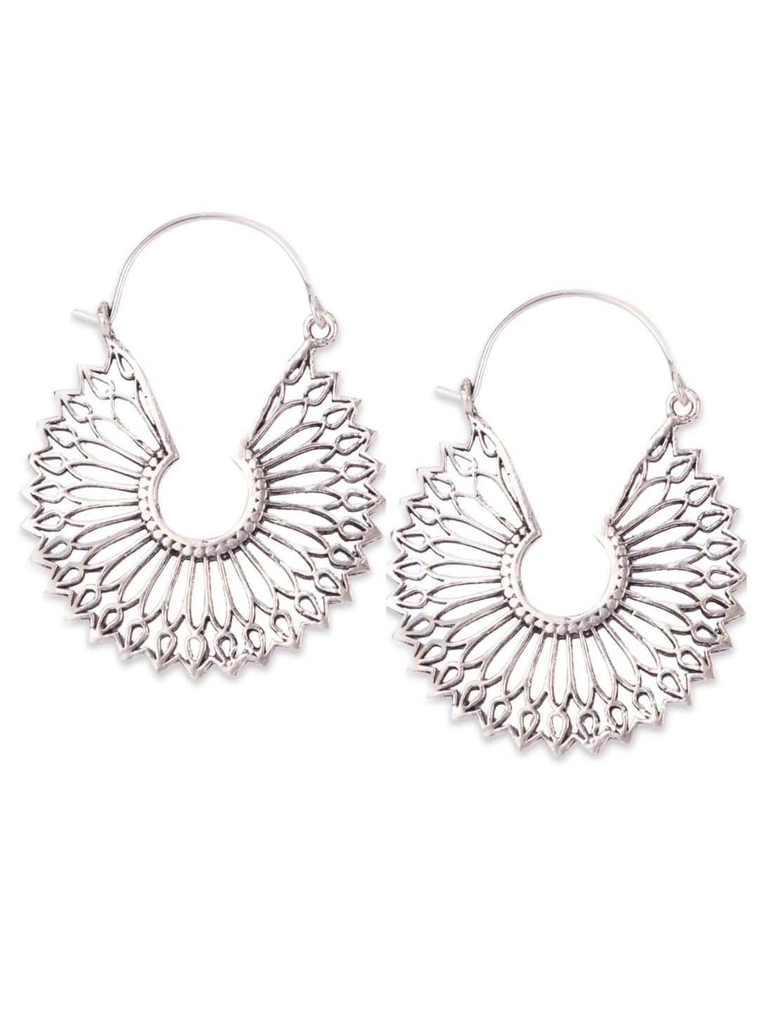 Daily Wear Hoops Earrings - Traditional Silver-Plated Brass Earrings By Studio One Love