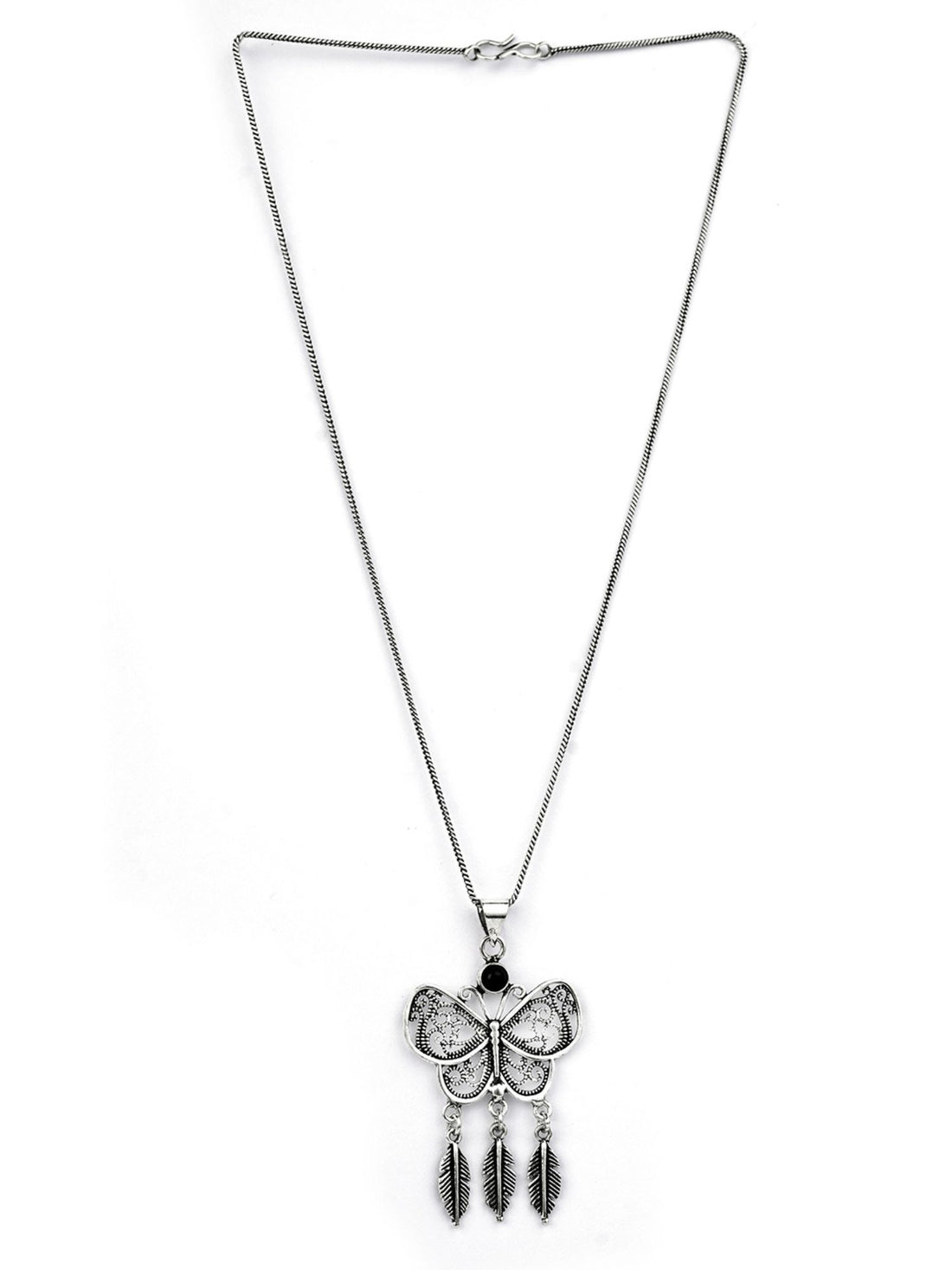 Butterfly with Leaf Tassel Pendant with Chain by Studio One Love
