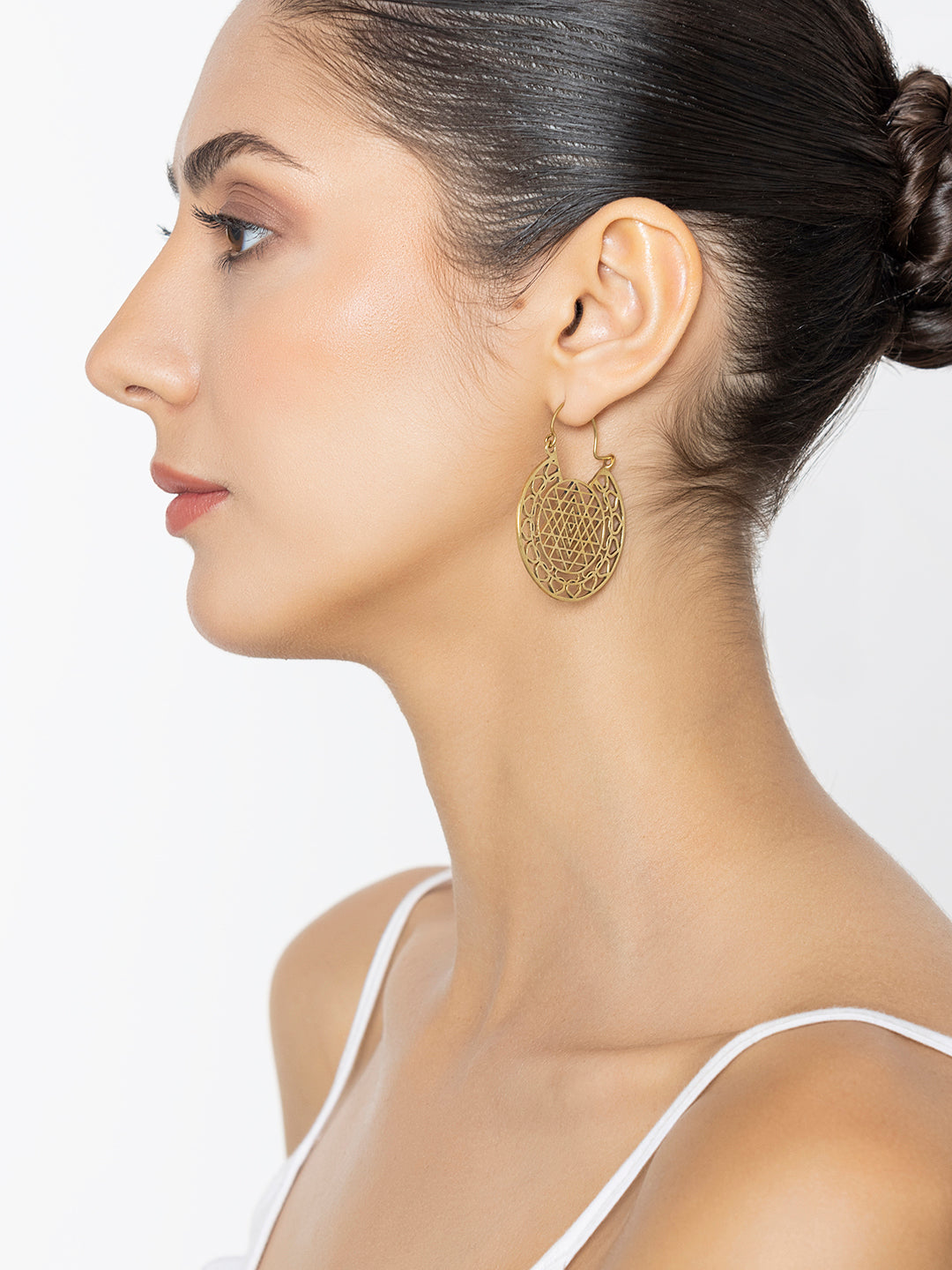 Party Wear Hoops Earrings - Western Gold-Plated Brass Earrings By Studio One Love