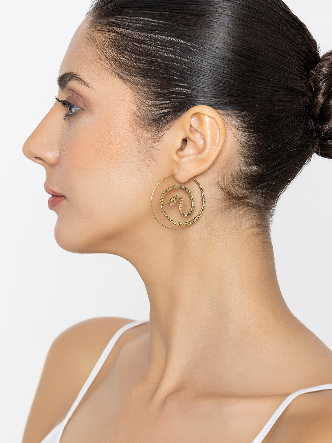 Work Wear Hoops Earrings - Western Gold-Plated Brass Earrings By Studio One Love