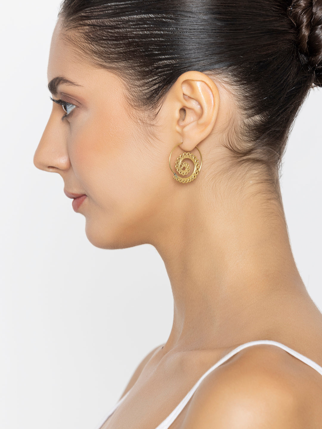 Work Wear Hoops Earrings - Western Gold-Plated Brass Earrings By Studio One Love