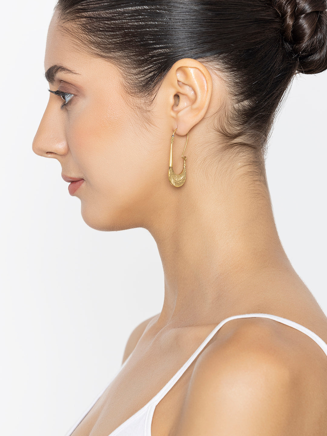 Festive Wear Hoop Earrings - Western Gold-Plated Brass Earrings By Studio One Love