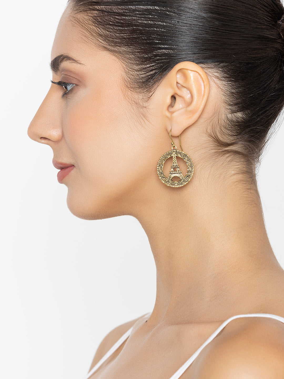 Party Wear Drops & Danglers Earrings - Western Gold-Plated Brass Earrings By Studio One Love