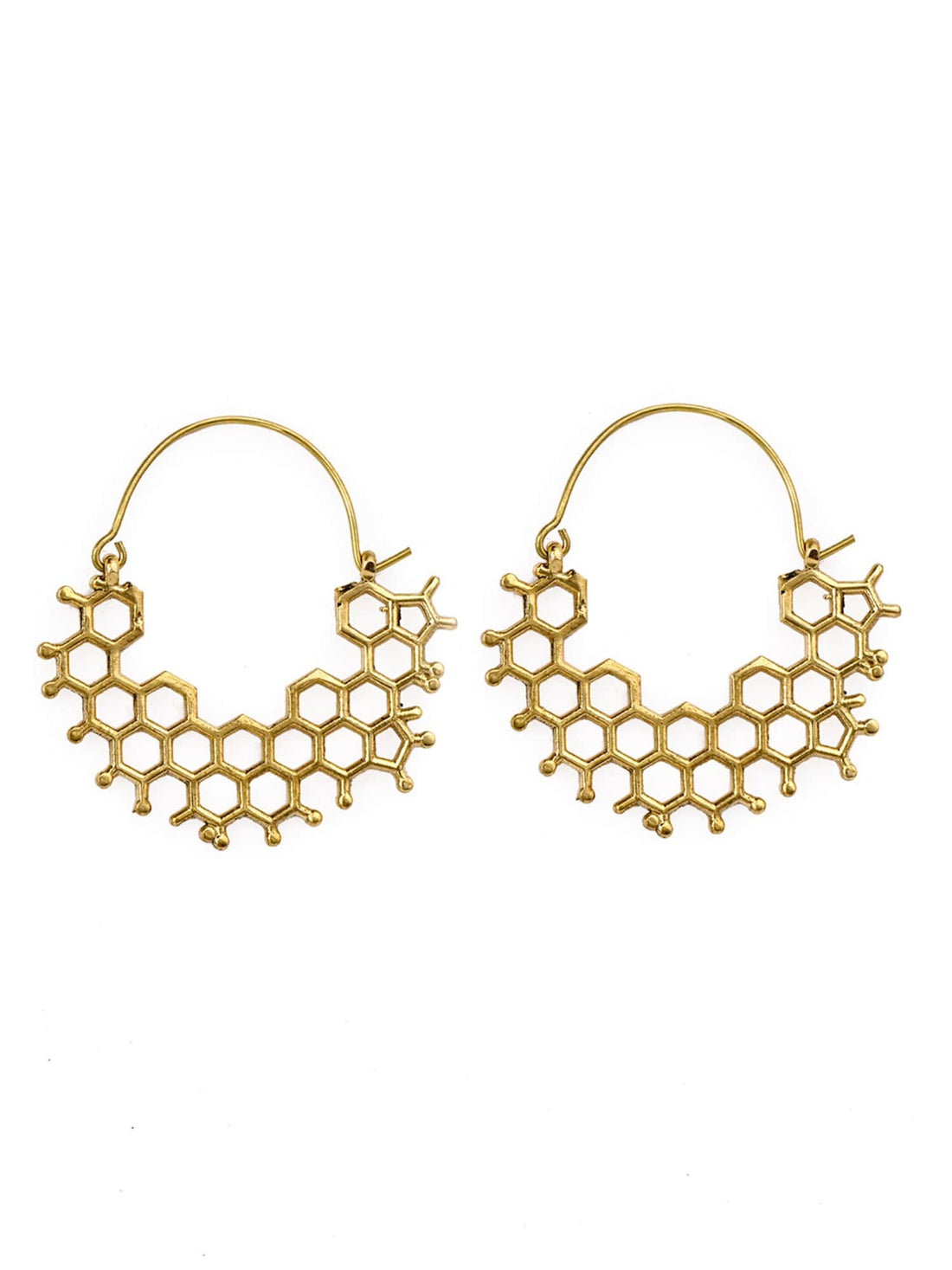 Daily Wear Hoops Earrings - Honeycomb Whispers Gold and Silver-Plated Brass Earrings By Studio One Love