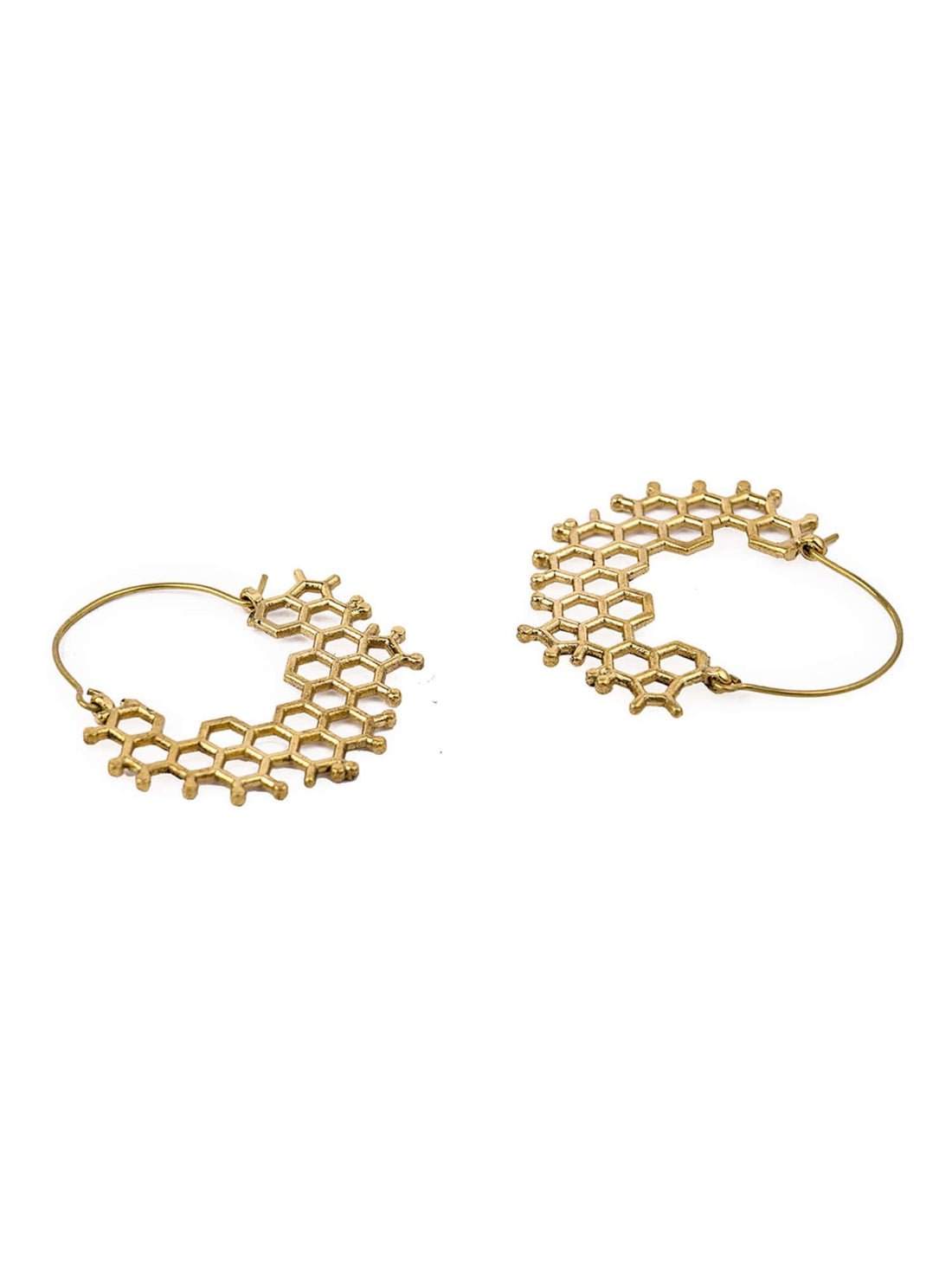 Daily Wear Hoops Earrings - Honeycomb Whispers Gold and Silver-Plated Brass Earrings By Studio One Love