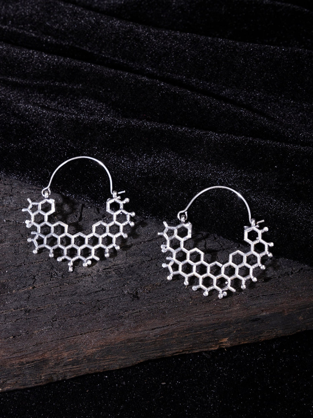 Daily Wear Hoops Earrings - Honeycomb Whispers Gold and Silver-Plated Brass Earrings By Studio One Love