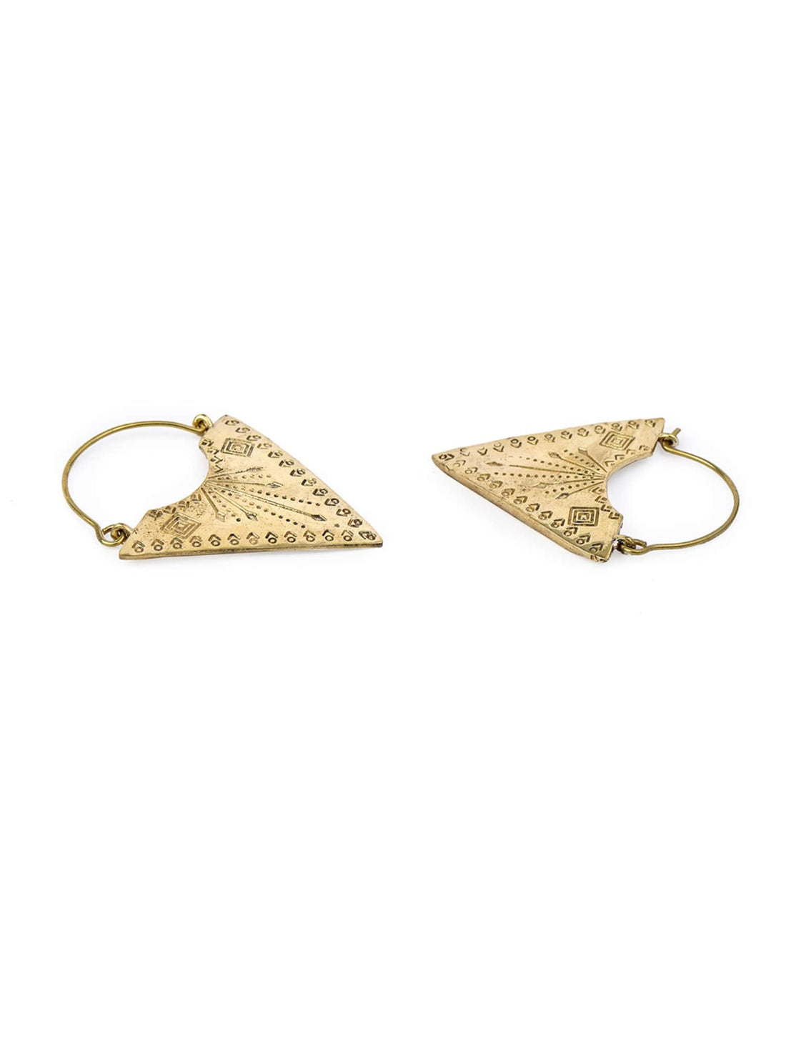 Party Wear Hoops Earrings - Tribal Triangle Gold-Plated Brass Earrings By Studio One Love