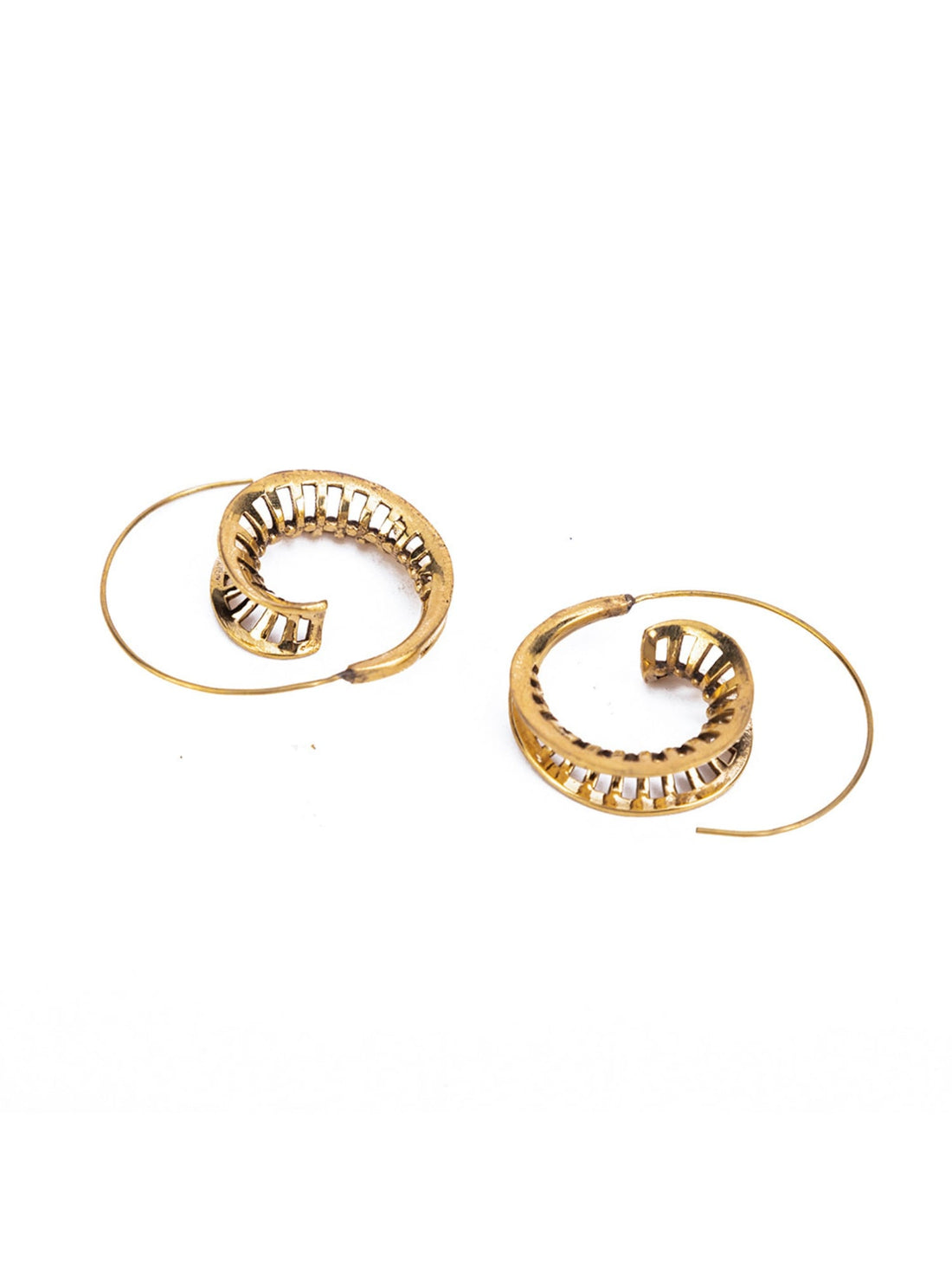 Work Wear Hoops Earrings - Circular Wheel Gold and Silver-Plated Brass Earrings By Studio One Love