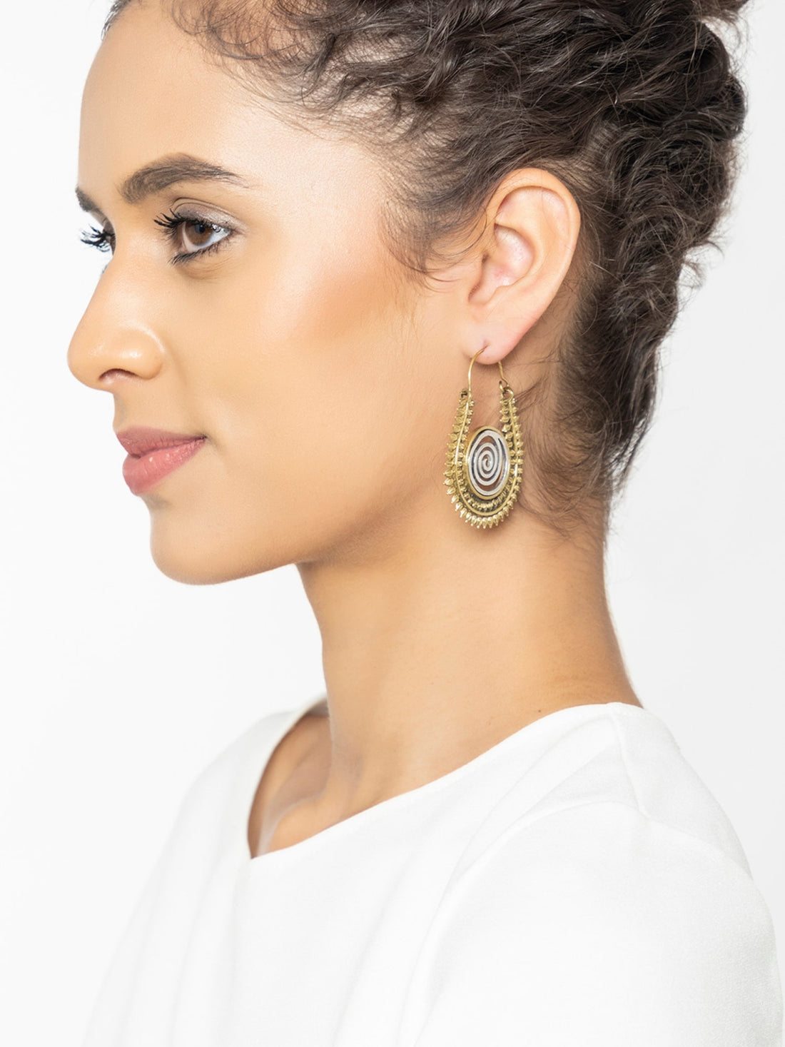 Festive Wear Hoops Earrings - Refined Radiance Gold and Silver-Plated Brass Earrings By Studio One Love