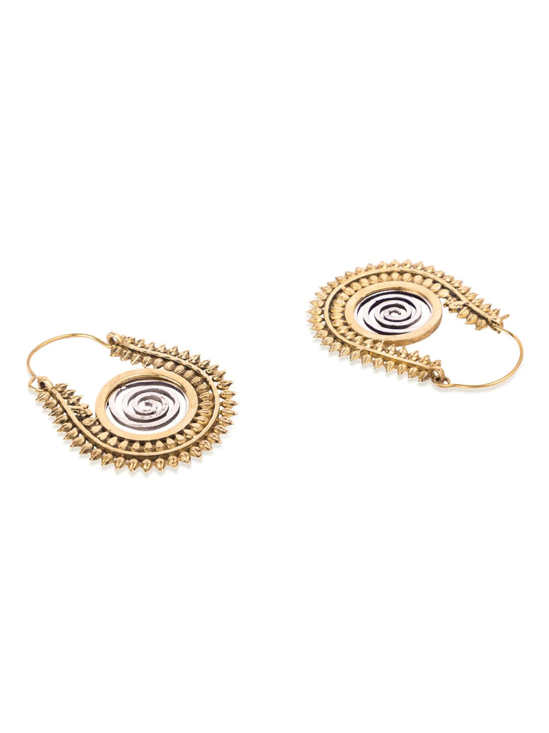 Festive Wear Hoops Earrings - Refined Radiance Gold and Silver-Plated Brass Earrings By Studio One Love