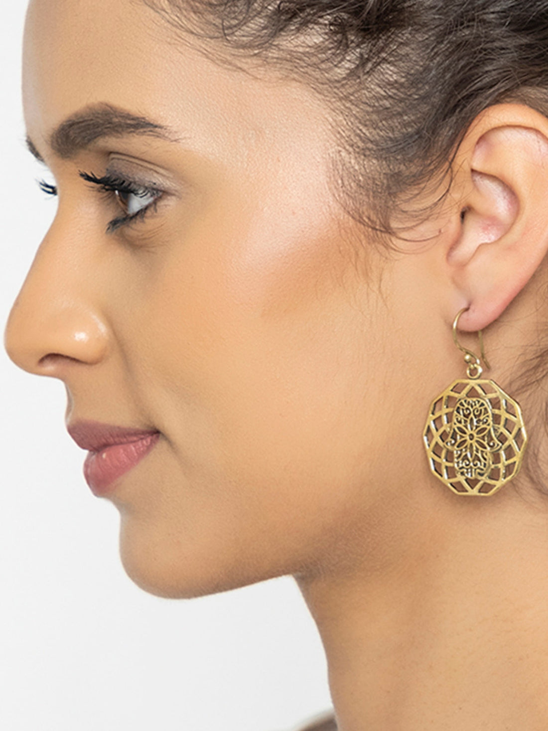 Daily Wear Drops & Danglers Earrings - Geometric Delights Gold-Plated Brass Earrings By Studio One Love