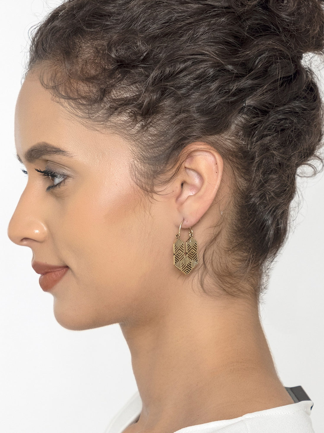 Daily Wear Hoops Earrings - Abstract Accents Gold and Silver-Plated Brass Earrings By Studio One Love