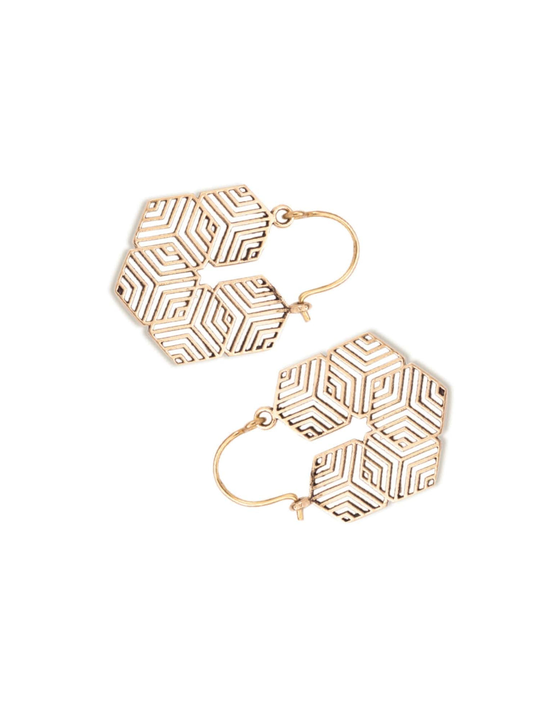 Daily Wear Hoops Earrings - Abstract Accents Gold and Silver-Plated Brass Earrings By Studio One Love