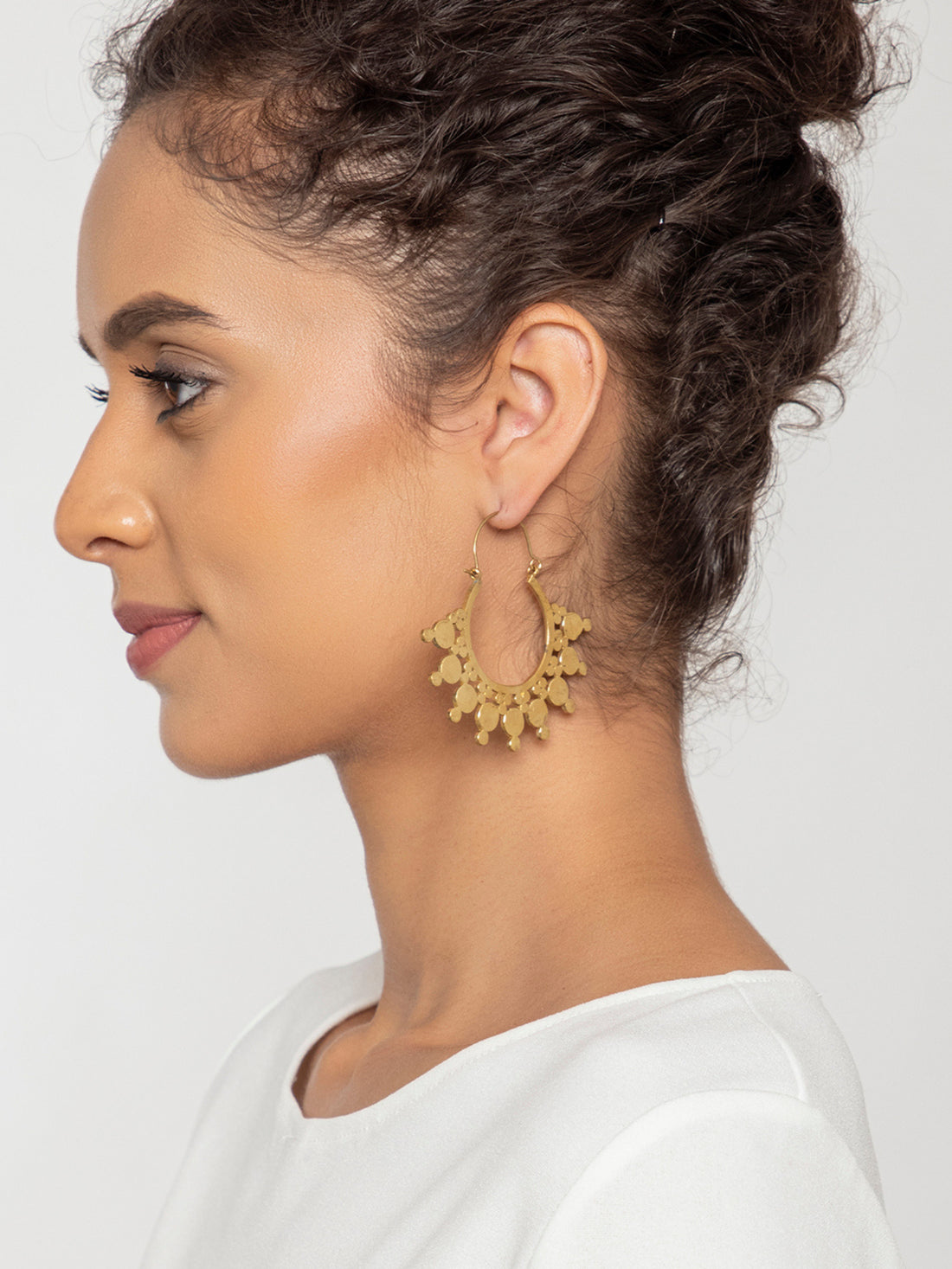 Festive Wear Hoops Earrings - Traditional Gold-Plated Brass Earrings By Studio One Love