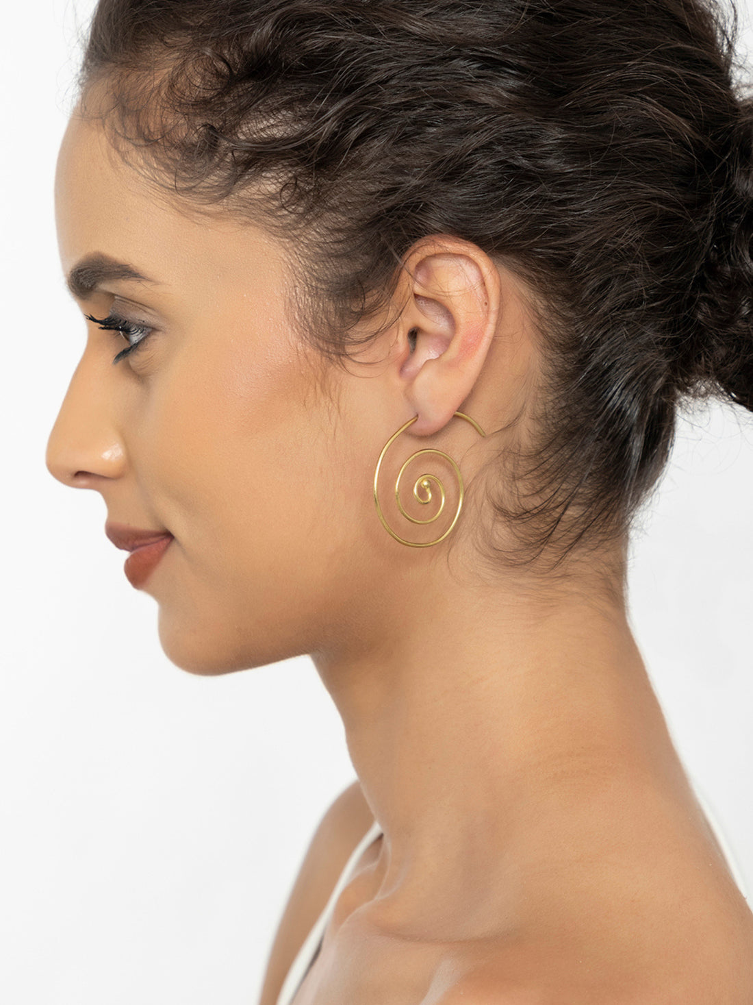 Work Wear Hoops Earrings - Western Gold-Plated Brass Earrings By Studio One Love